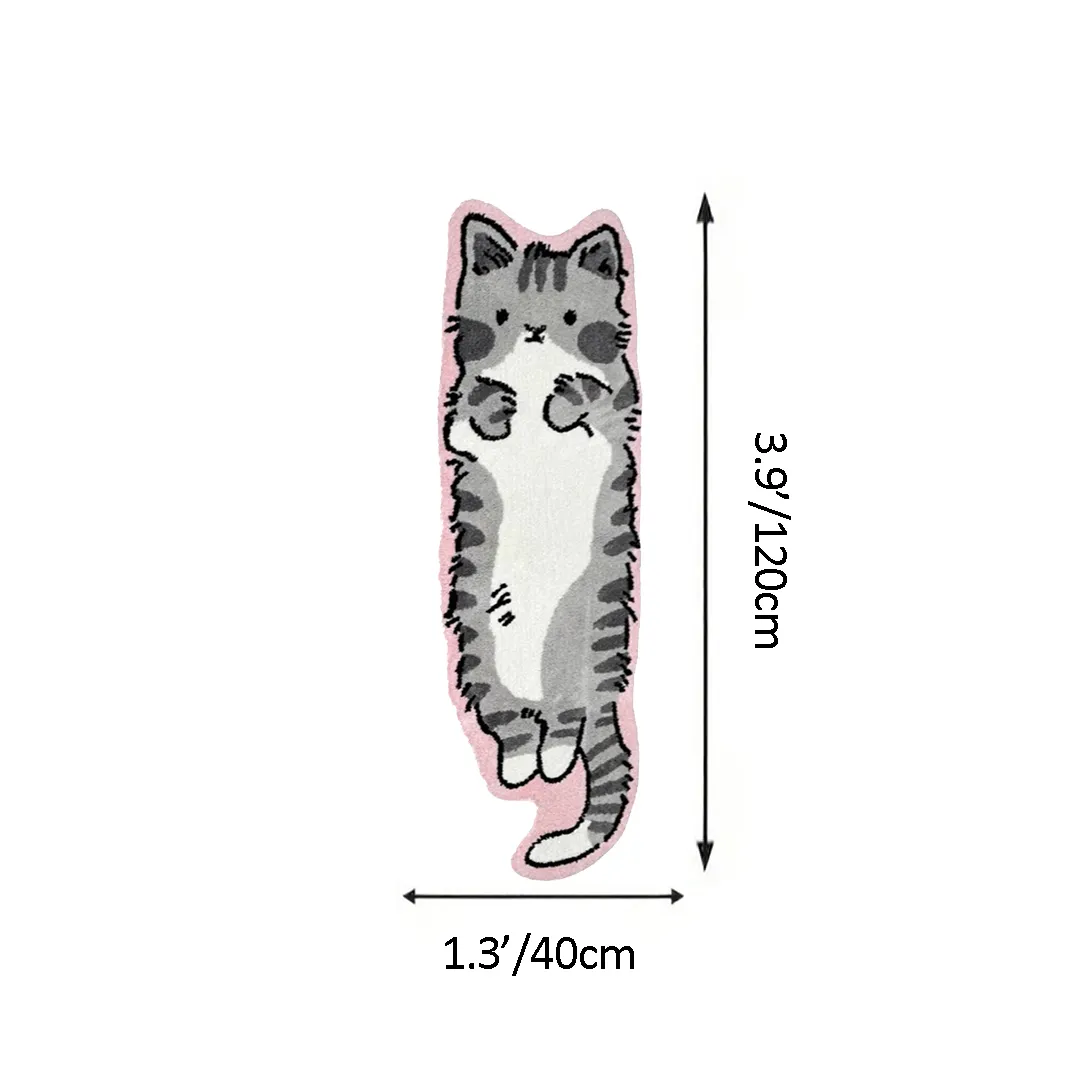 Slouchy Pose Cat Flocked Rug