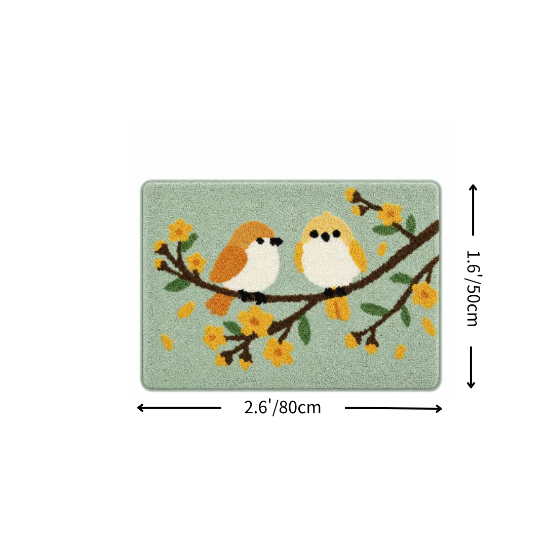 Meadow Songbird Flocked Rug