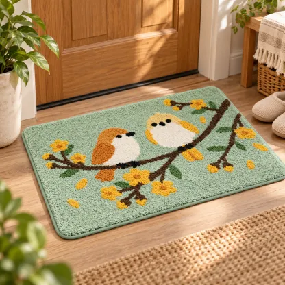 Meadow Songbird Flocked Rug