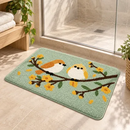 Meadow Songbird Flocked Rug