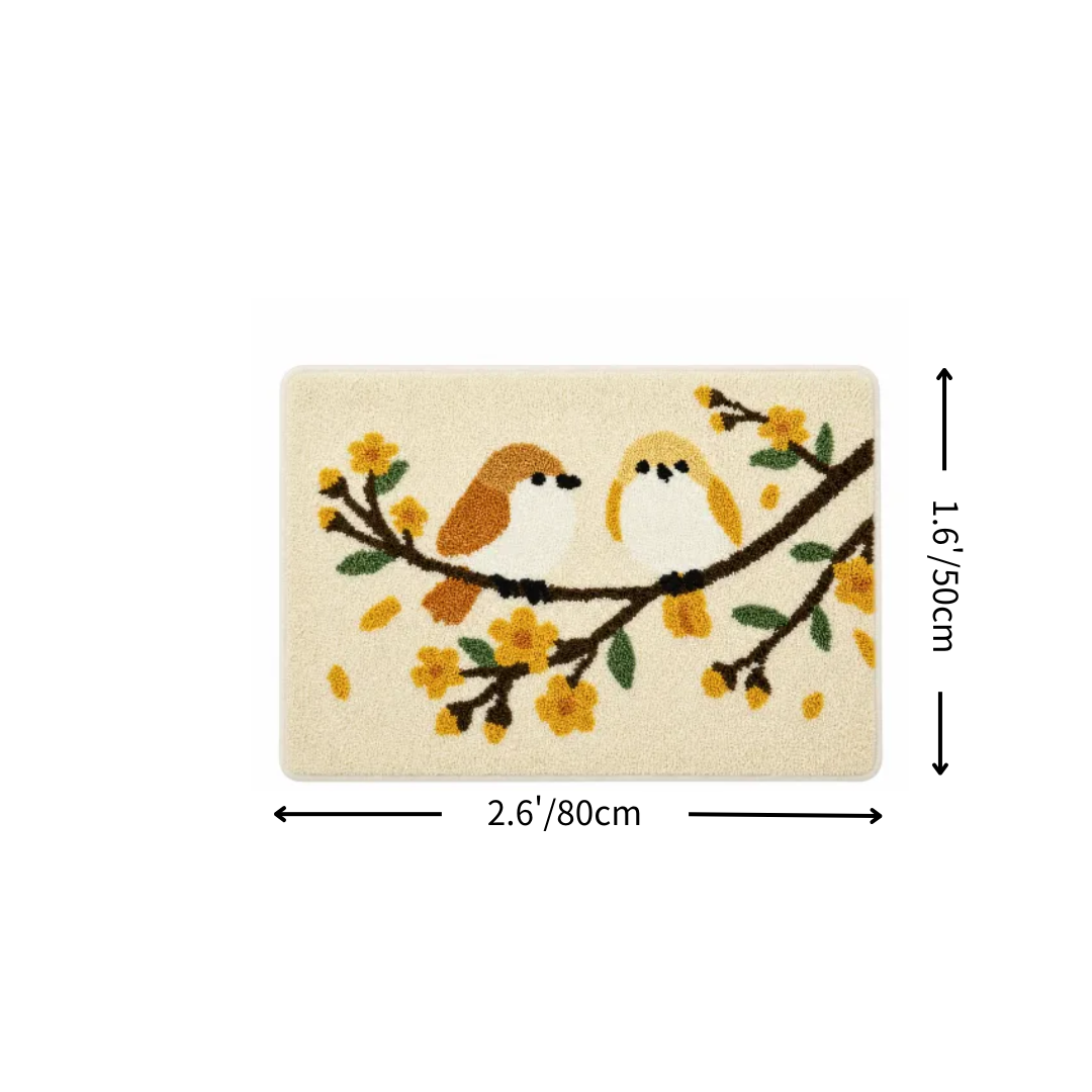 Meadow Songbird Flocked Rug