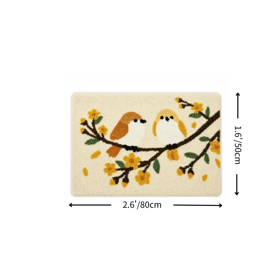 Meadow Songbird Flocked Rug