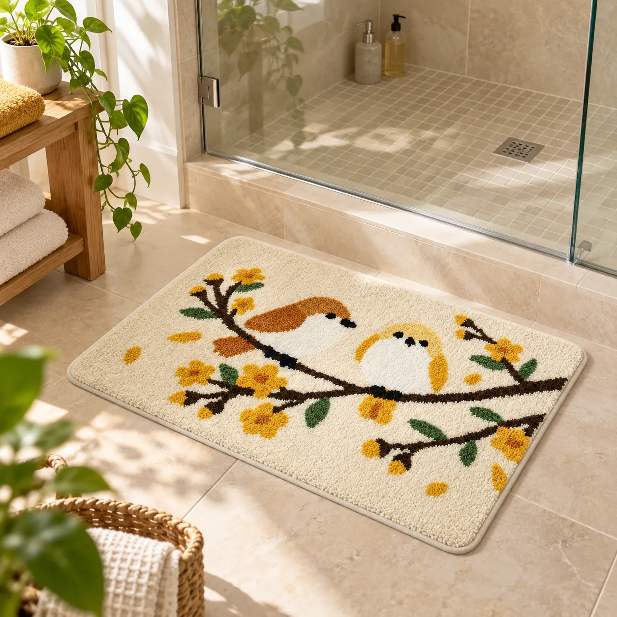 Meadow Songbird Flocked Rug