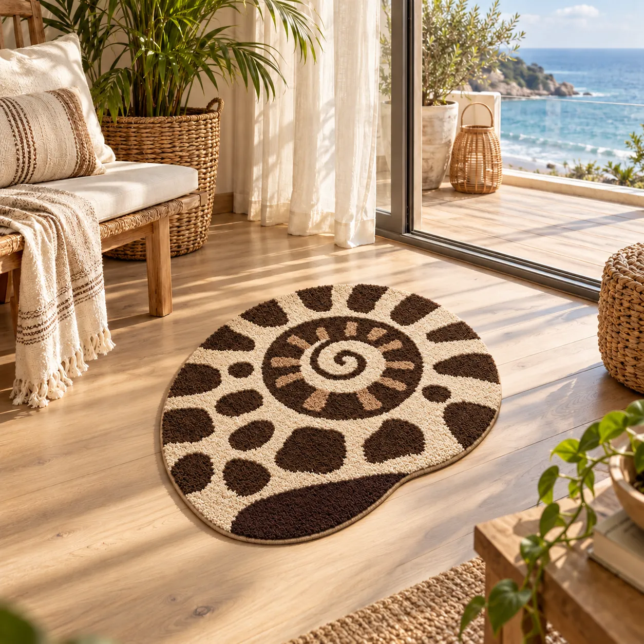 Nautilus Shell Flocked Rug