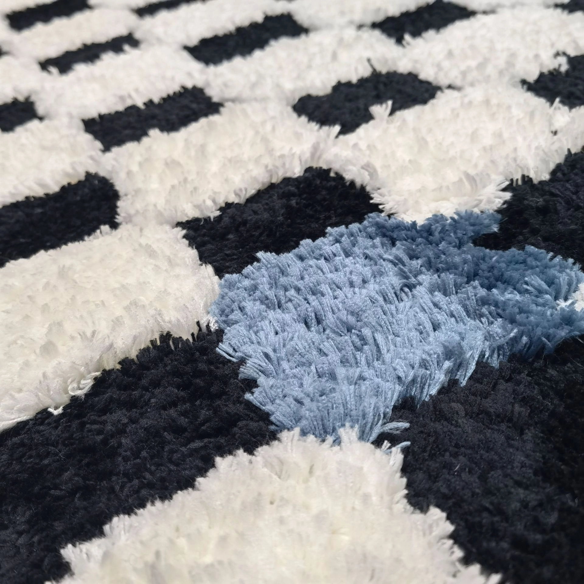 Color Checkered Flocked Rug