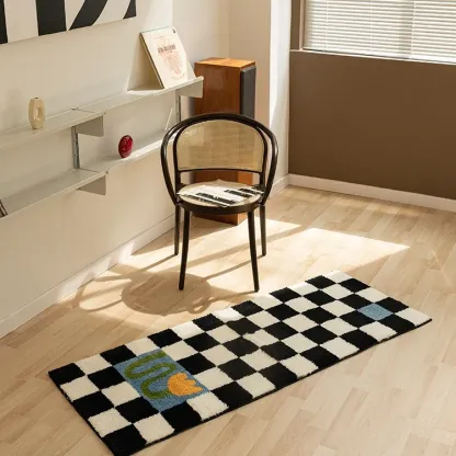 Color Checkered Flocked Rug