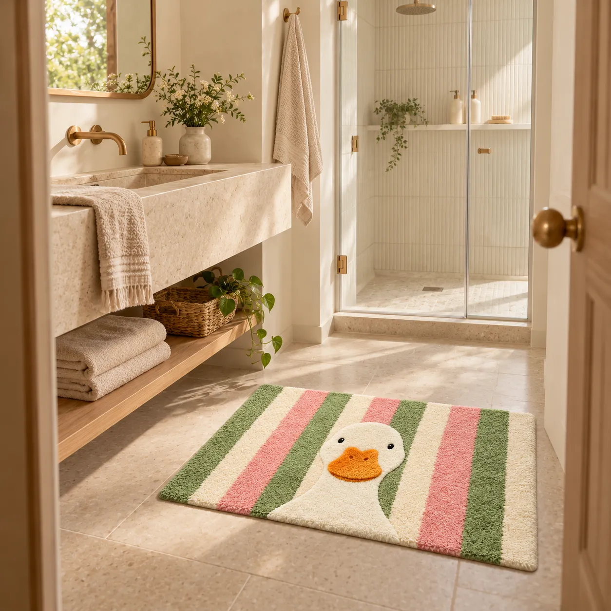 Pastel Goose Flocked Rug