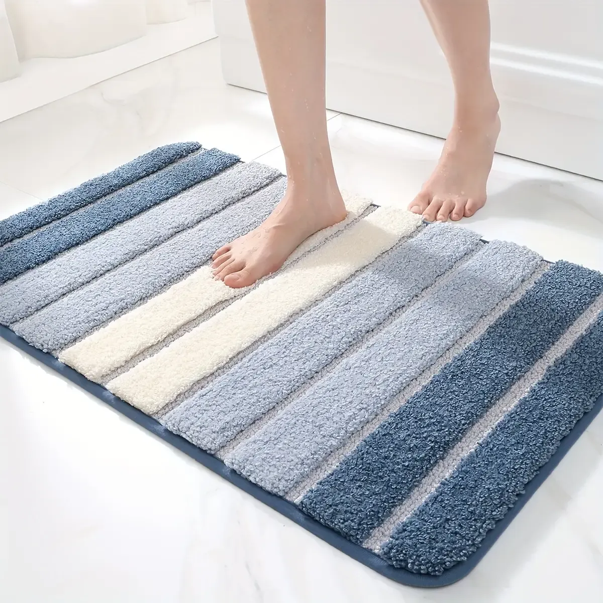 Gradient Stripe Flocked Rug