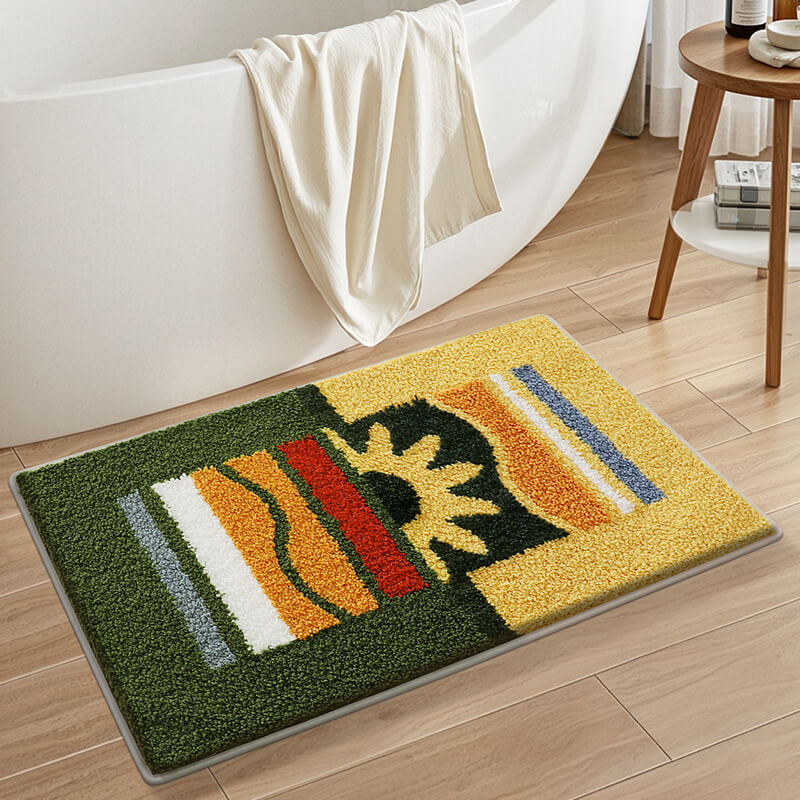 Tropical Sunburst Flocked Rug
