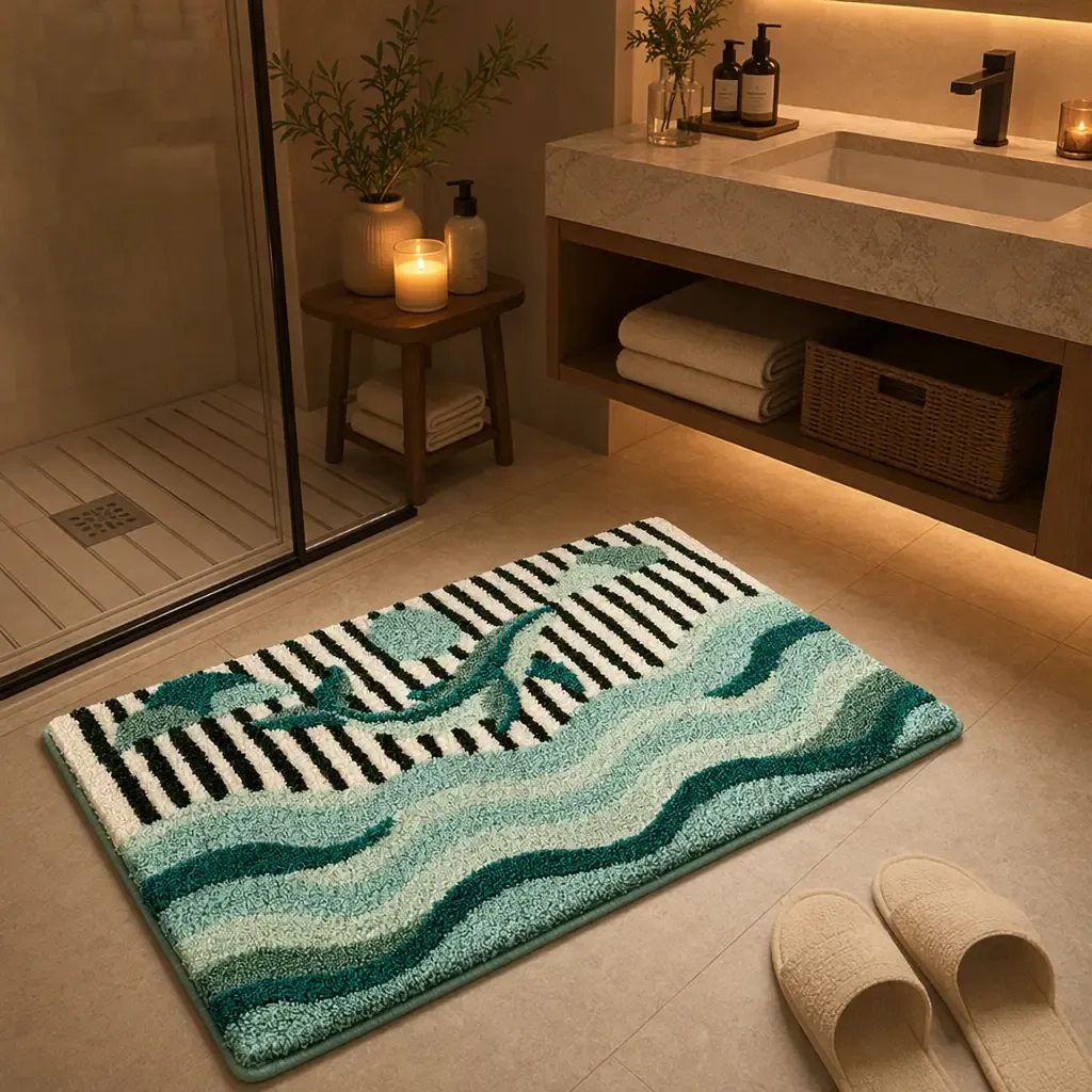 Verdant Tide Flocked Rug