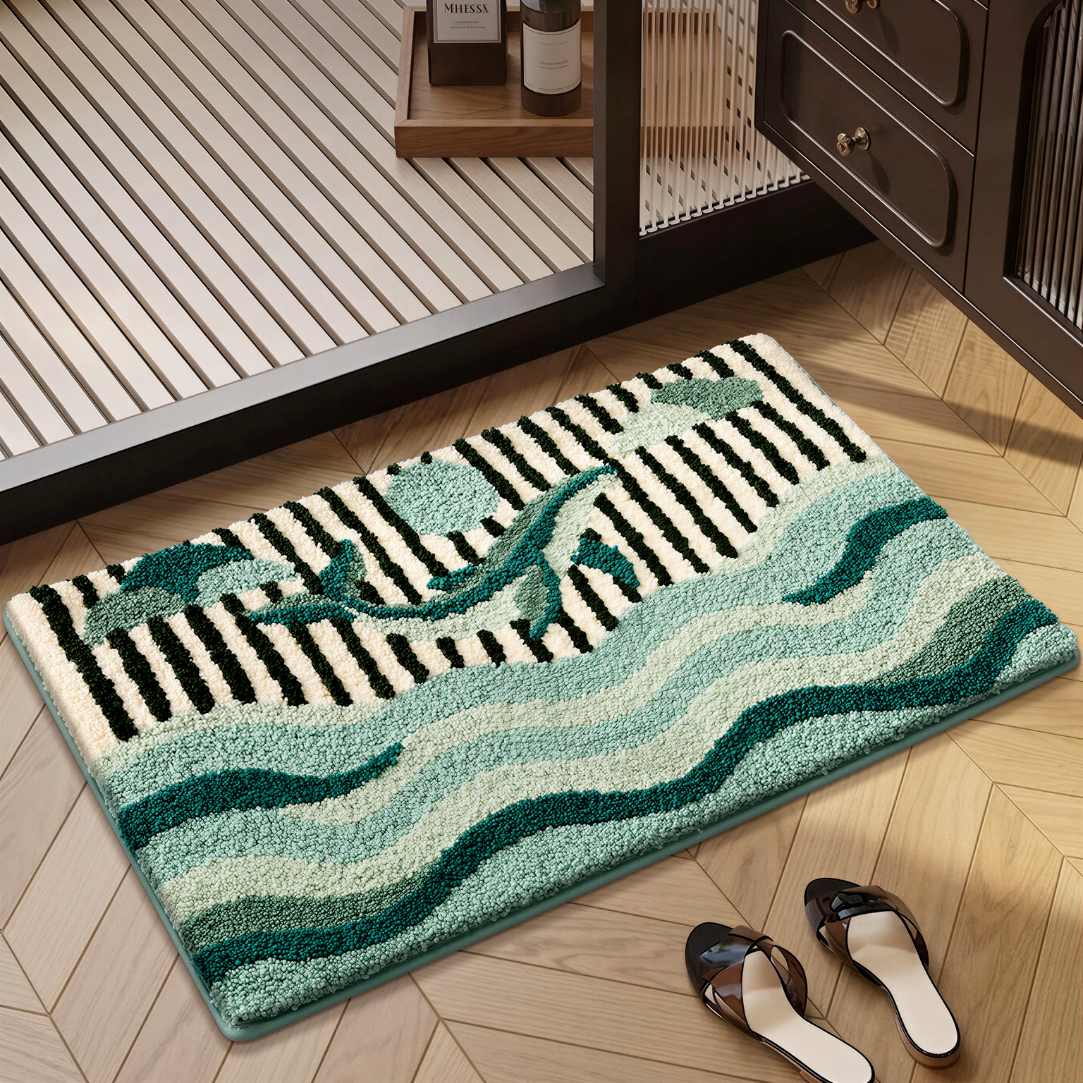 Verdant Tide Flocked Rug