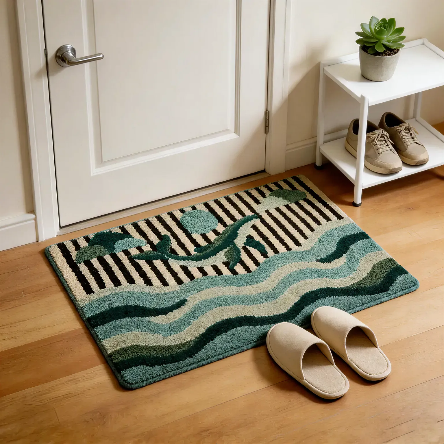 Verdant Tide Flocked Rug