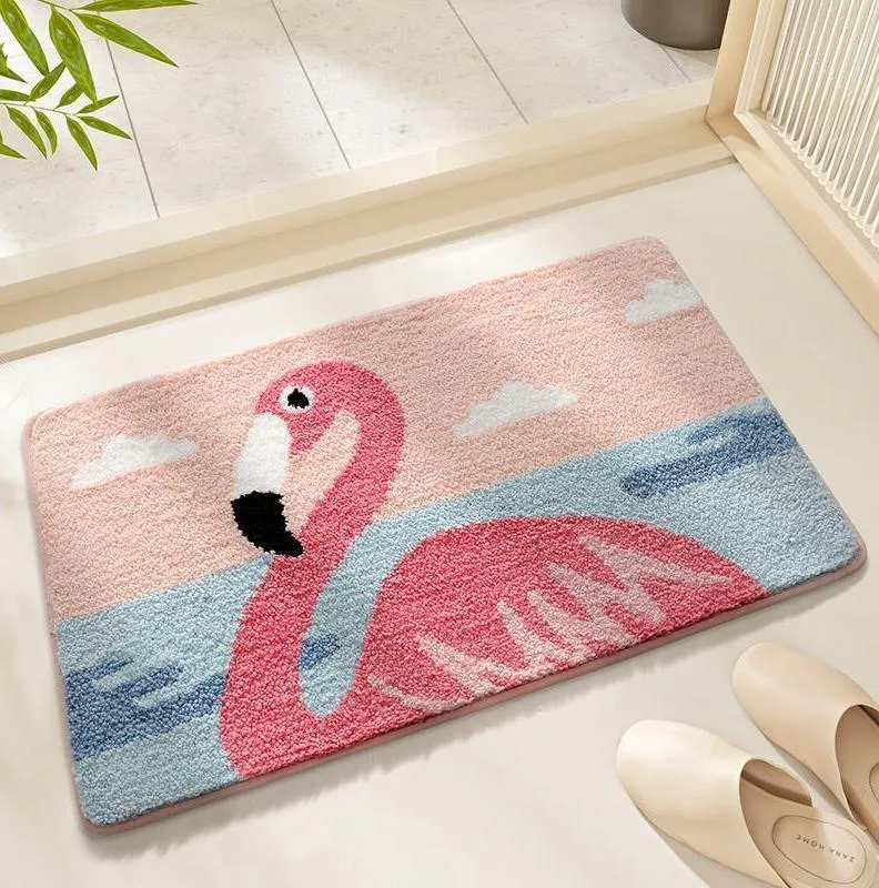Tropical Flamingo Flocked Rug