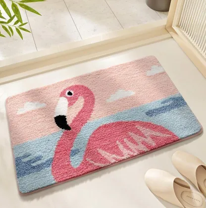 Tropical Flamingo Flocked Rug