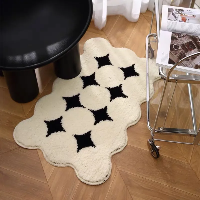 Black Starry Flocked Rug