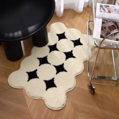 Black Starry Flocked Rug