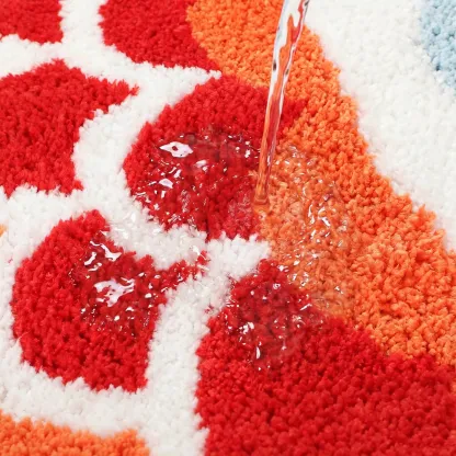 Red Lucky Koi Fish Flocked Rug