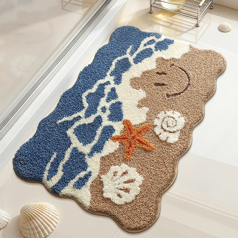 Coastal Smiley Flocked rug