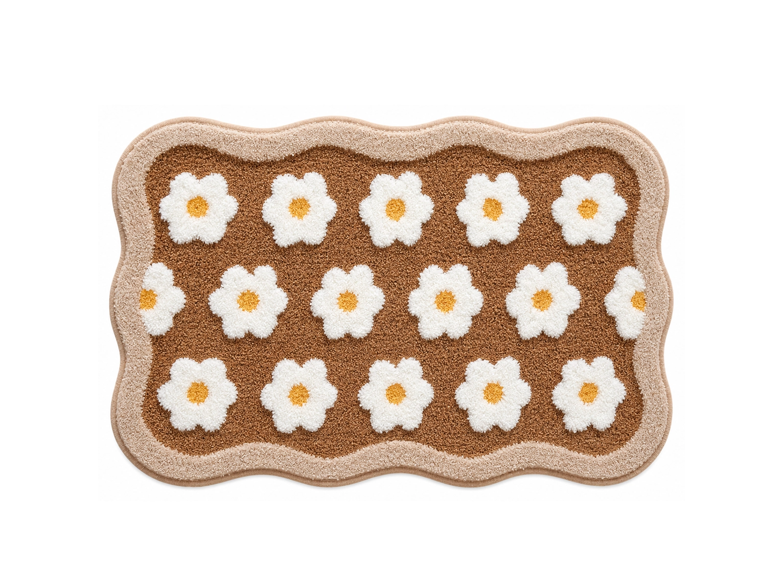Boho Floral Daisy Flocked Rug
