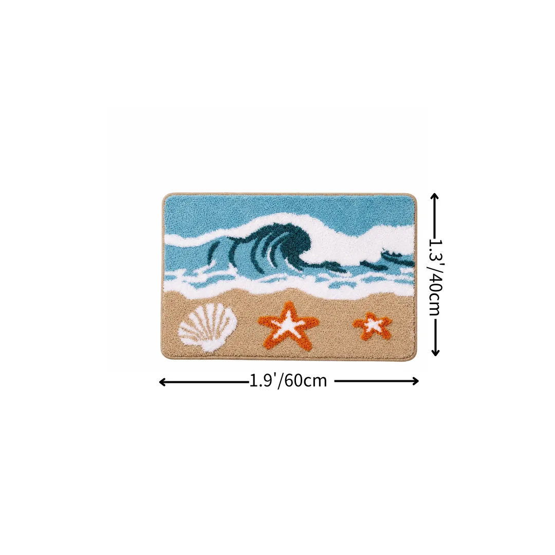 Ocean Surf Star Shell Flocked Rug