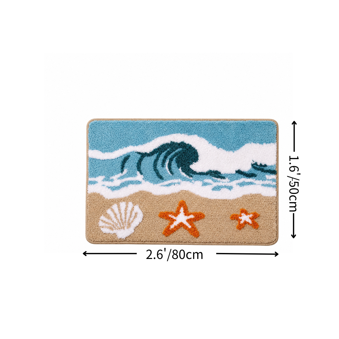 Ocean Surf Star Shell Flocked Rug
