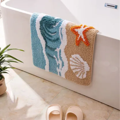 Ocean Surf Star Shell Flocked Rug