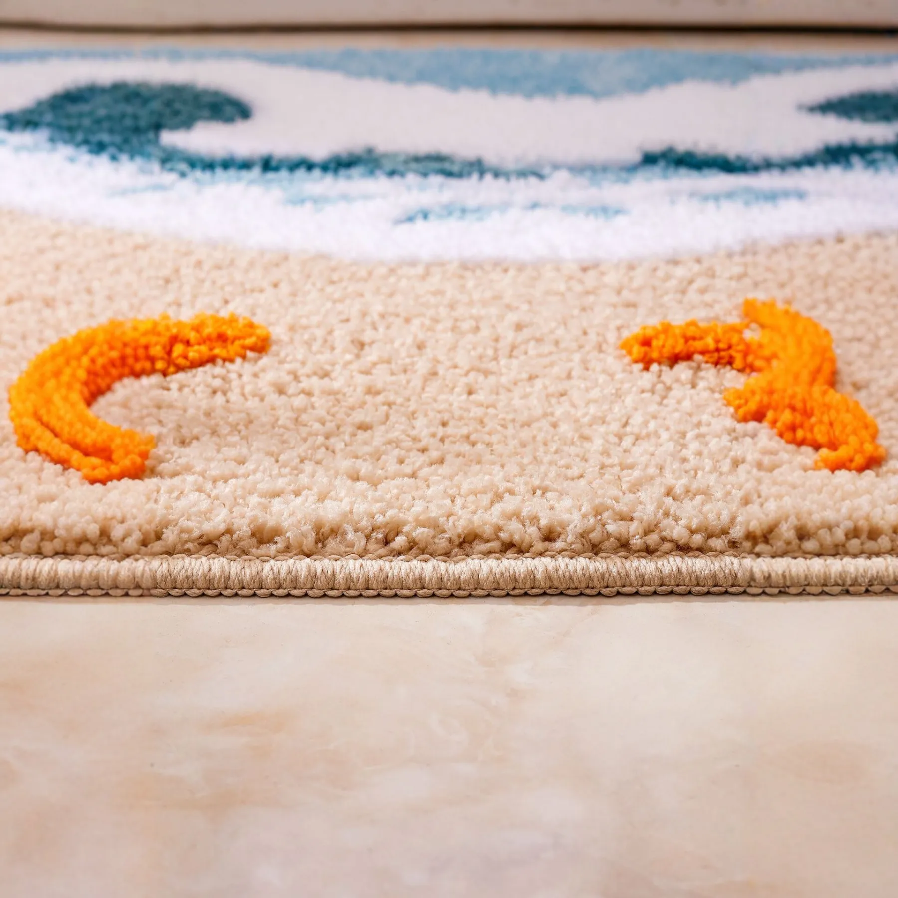 Ocean Surf Star Shell Flocked Rug