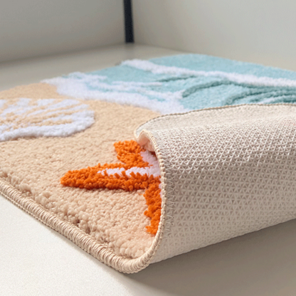 Ocean Surf Star Shell Flocked Rug