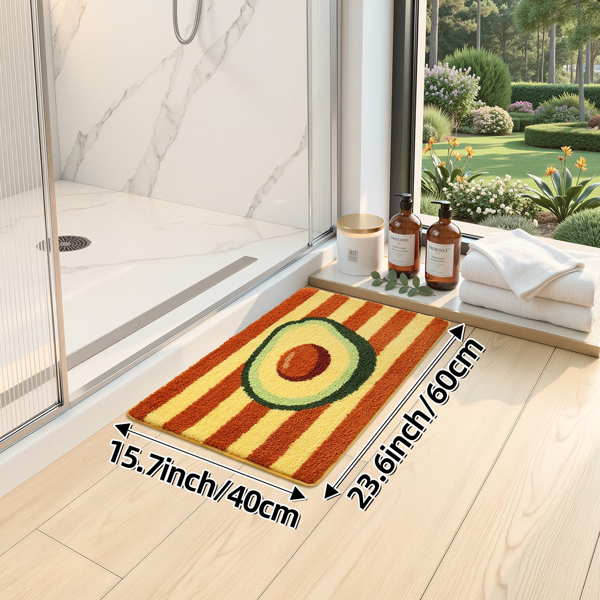 Avocado Stripe Flocked Rug