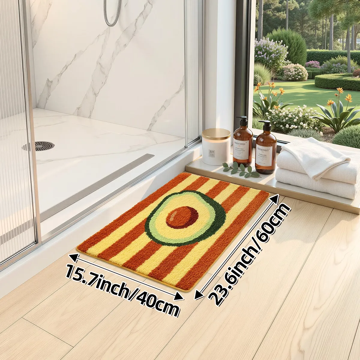Avocado Stripe Flocked Rug