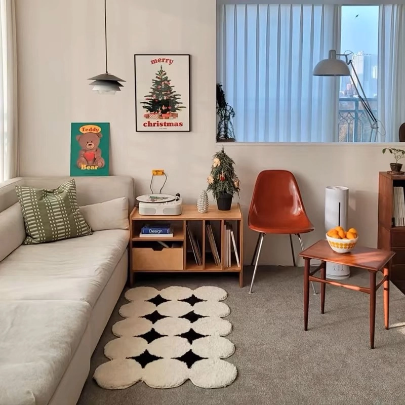 Black Starry Flocked Rug