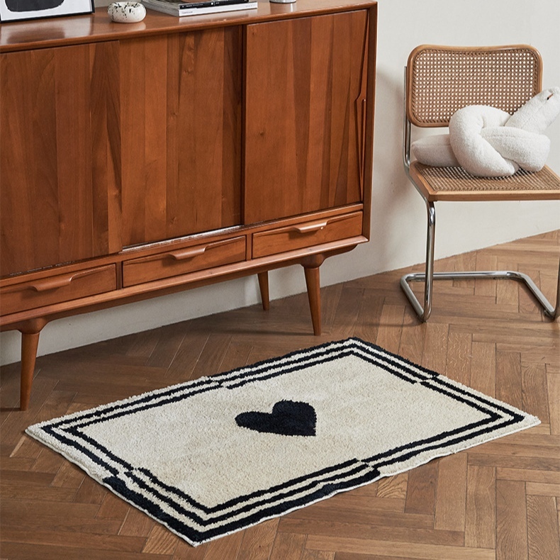 Offset Heart Flocked Rug