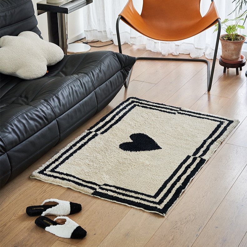 Offset Heart Flocked Rug