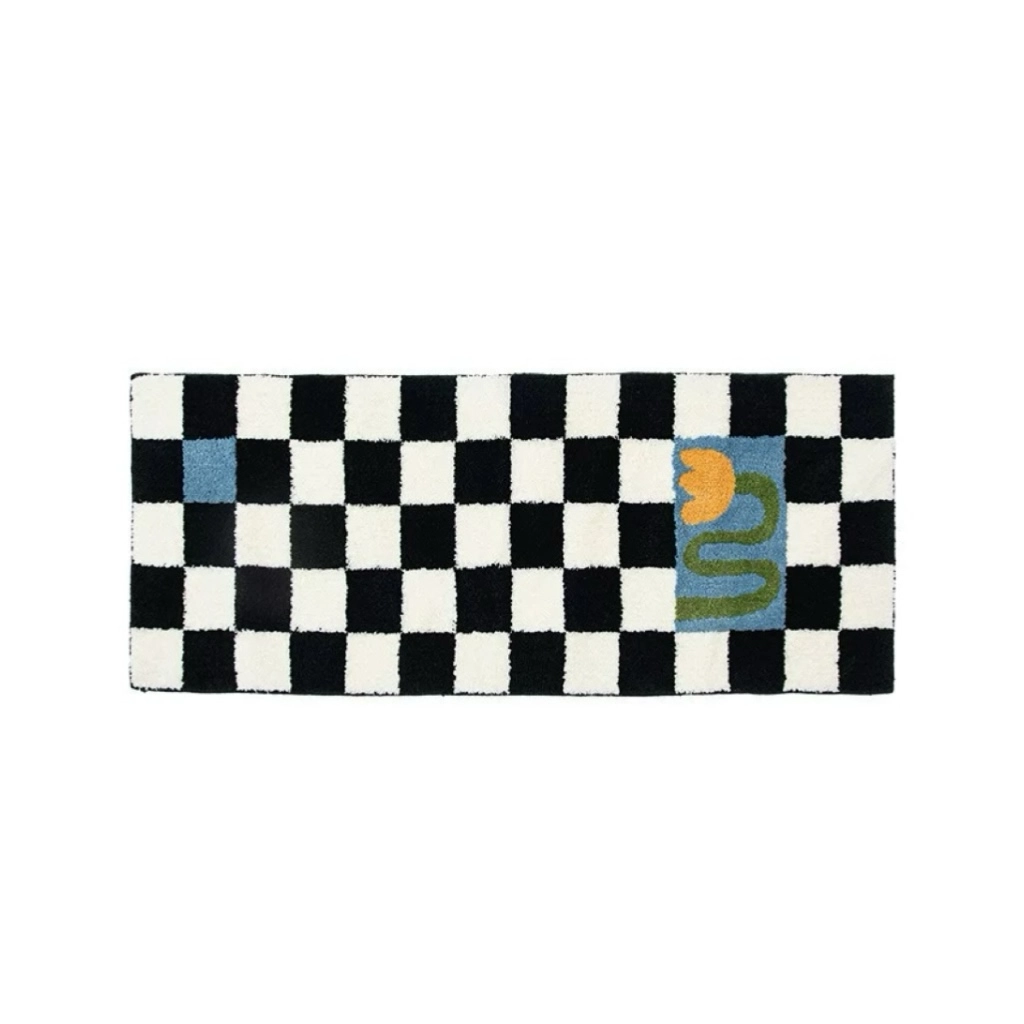 Color Checkered Flocked Rug