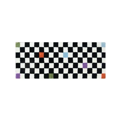 Color Checkered Flocked Rug