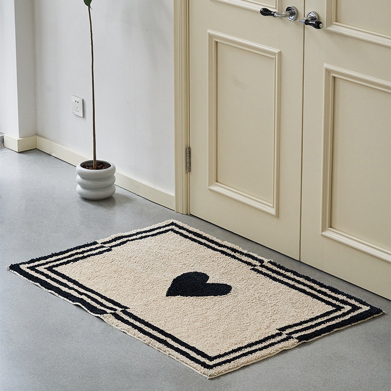 Offset Heart Flocked Rug