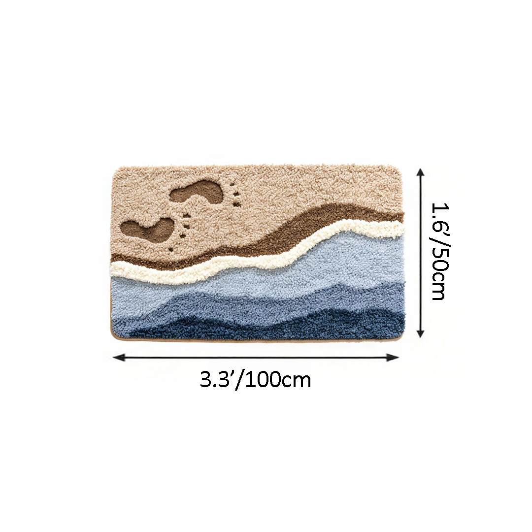 Beach Footprints Flocked Rug