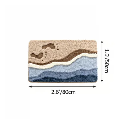 Beach Footprints Flocked Rug