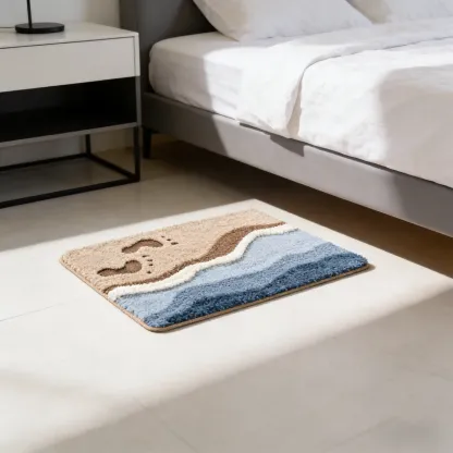 Beach Footprints Flocked Rug