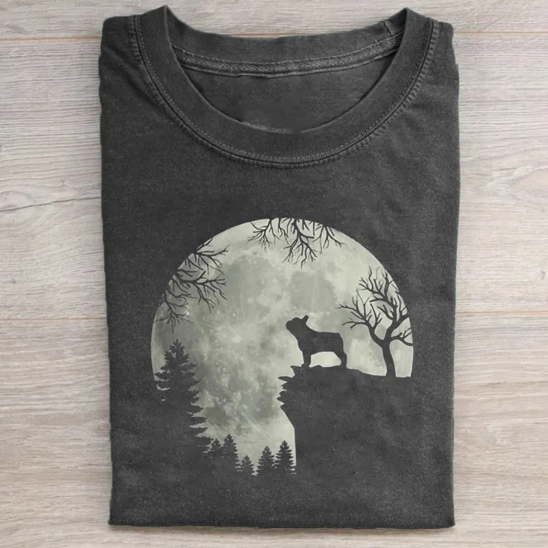 French Bulldog Dog And Moon T-shirt