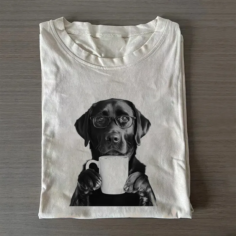 Labrador Drinking Coffee T-shirt