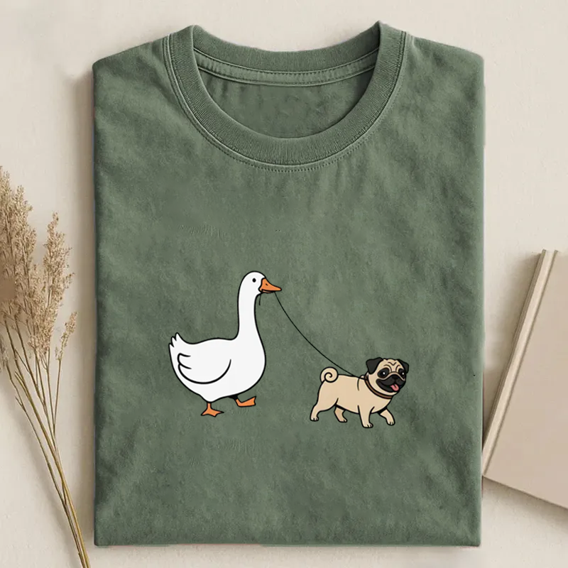 Silly Goose Walking Dog  T-shirt