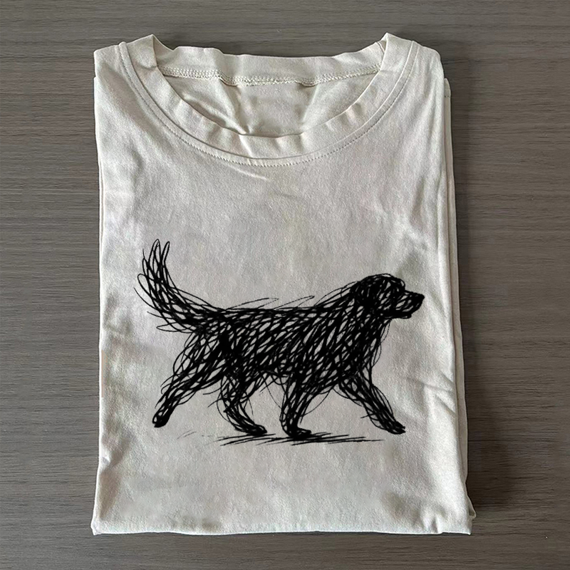 Abstract Dog Line Art T-shirt