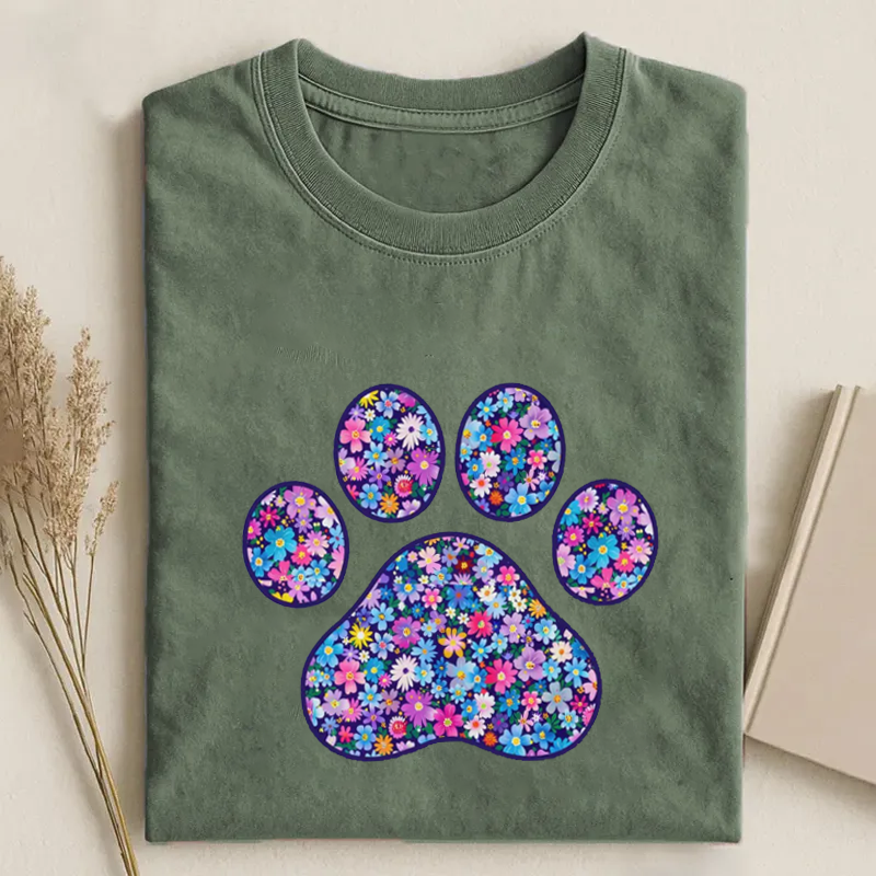 Floral Paw Print T-shirt
