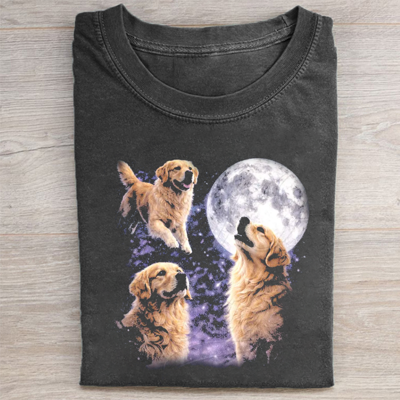 Vintage Golden Retriever Full Moon T-shirt