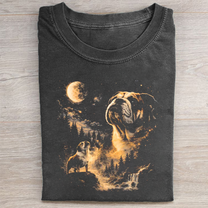 Bulldog Howling to The Moon T-shirt