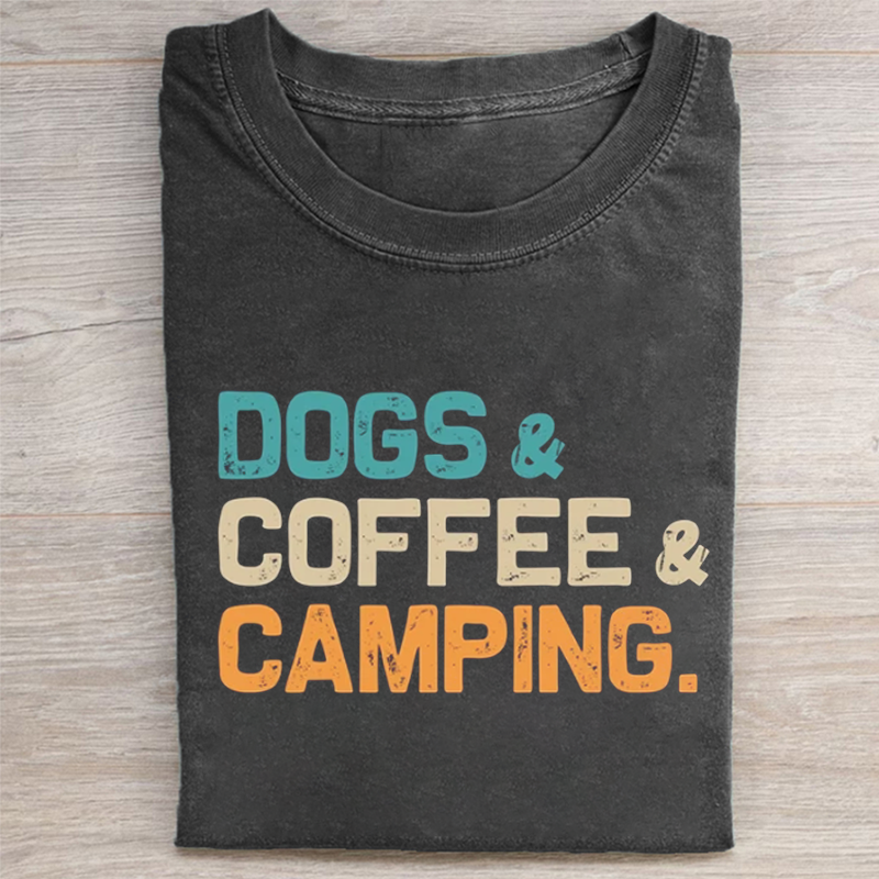 Dogs Coffee Camping T-shirt