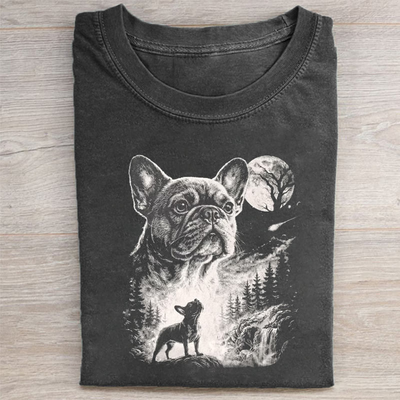 Bulldog Howling to The Moon T-shirt