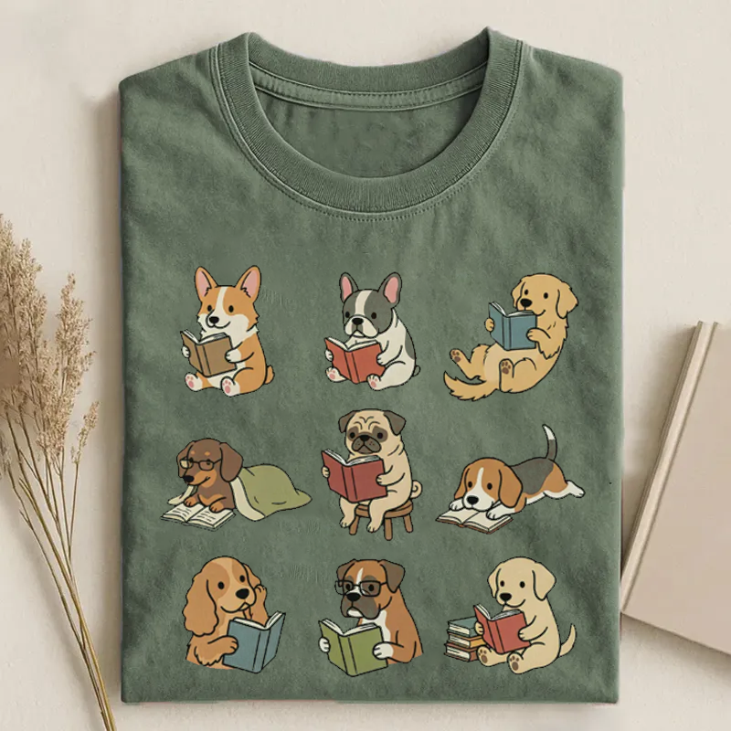 Funny Dog Reading T-shirt