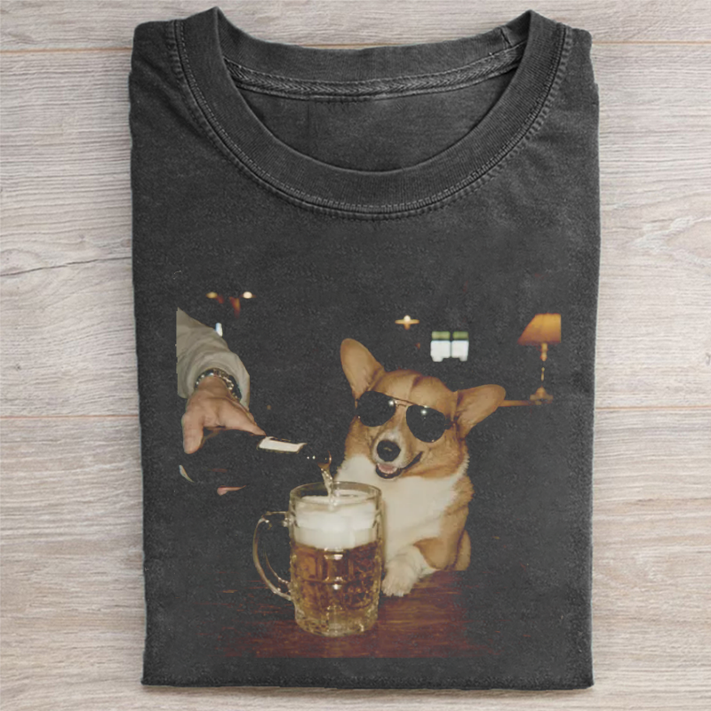 Funny Corgi Drinking Beer T-shirt
